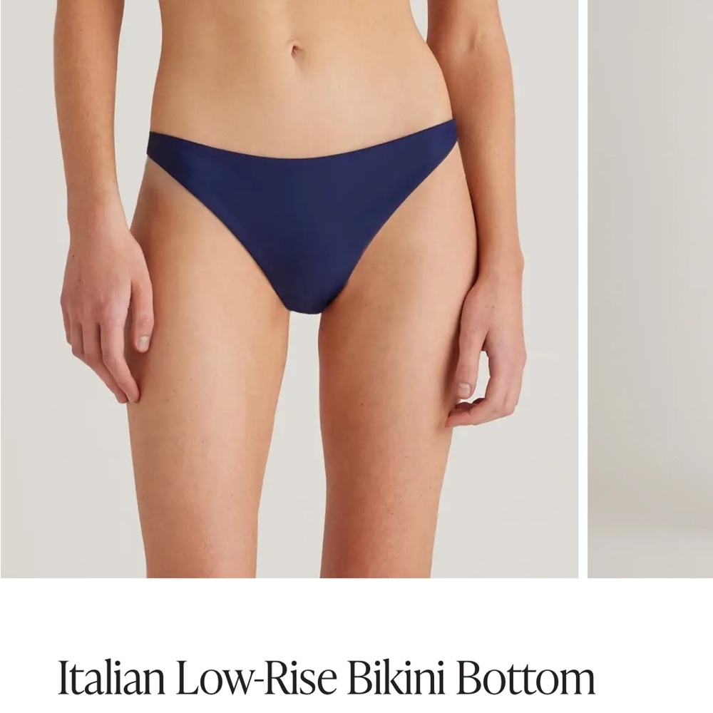 Quince Italian Low Rise Bikini Bottoms - Navy